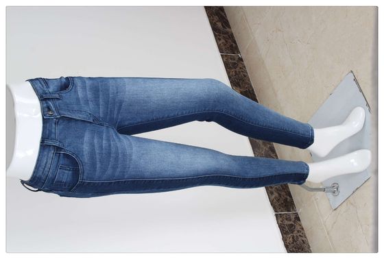 الزرقاء الداكنة Full Lycra Slub Denim Fabric للأطفال والنساء الجينز