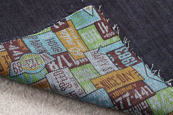 سعر جيد 13oz قماش قطني طويل من قماش الدنيم حسب الطلب نقش طباعة الوجه والجانب الخلفي الانترنت